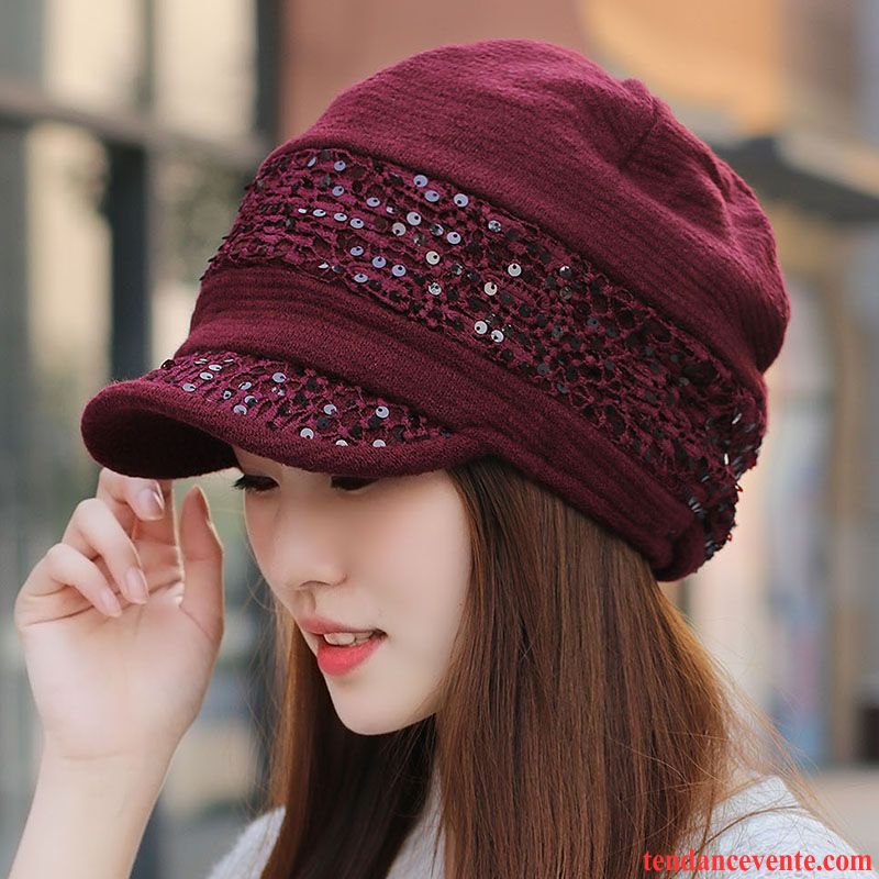 Casquette / Chapeau Femme Oreille Protectrice Tricot L'automne Maman Hiver Anis Étoilé Noir