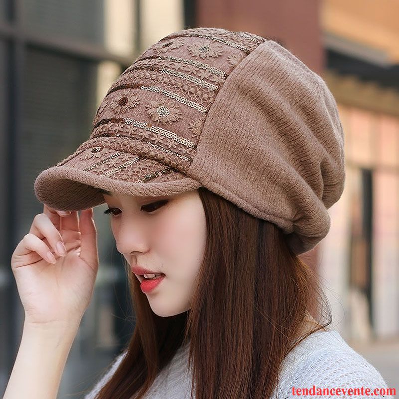 Casquette / Chapeau Femme Oreille Protectrice Tricot L'automne Maman Hiver Anis Étoilé Noir