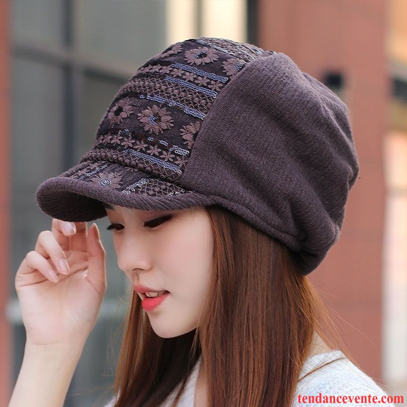 Casquette / Chapeau Femme Oreille Protectrice Tricot L'automne Maman Hiver Anis Étoilé Noir