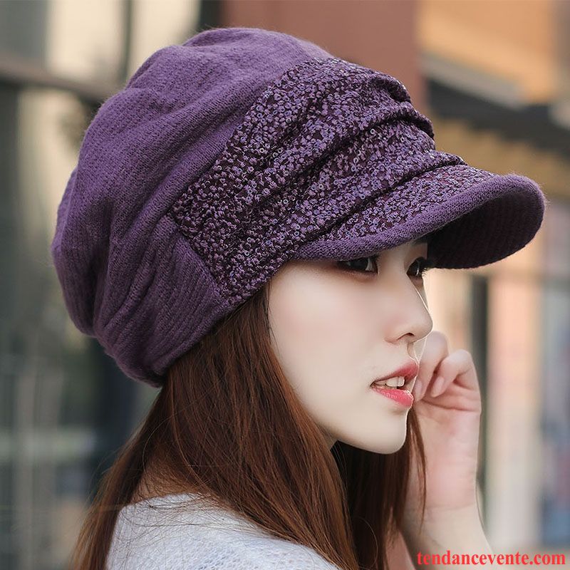 Casquette / Chapeau Femme Oreille Protectrice Tricot L'automne Maman Hiver Anis Étoilé Noir