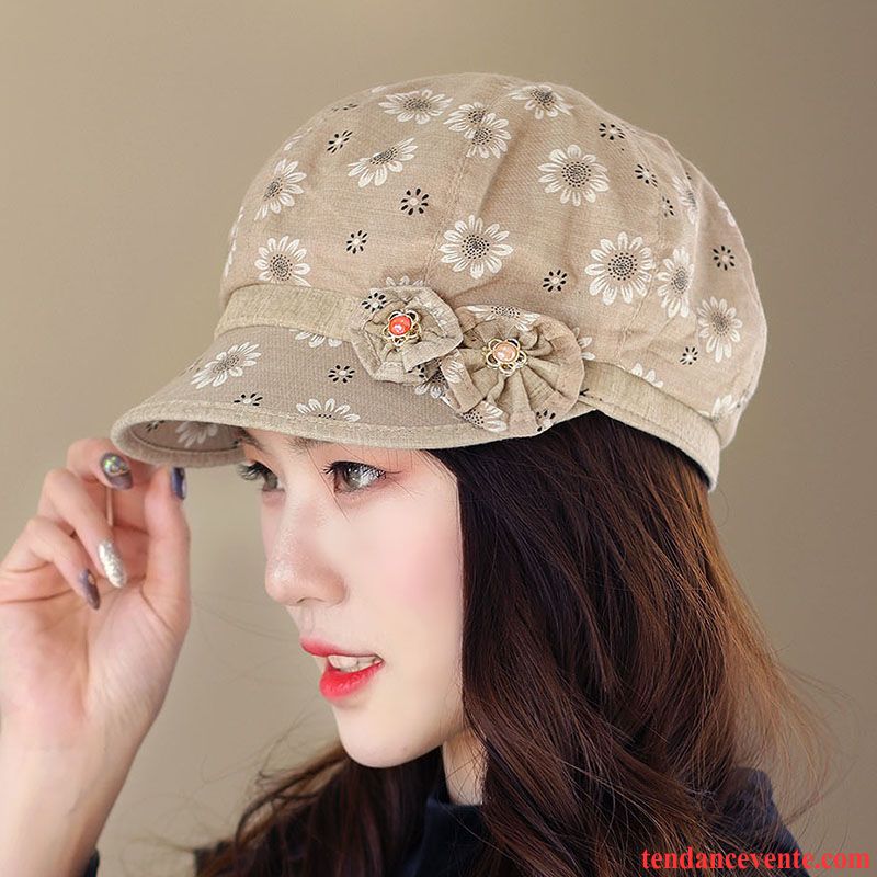 Casquette / Chapeau Femme Été Printemps Peintre Mince Qualité Anis Étoilé Brun