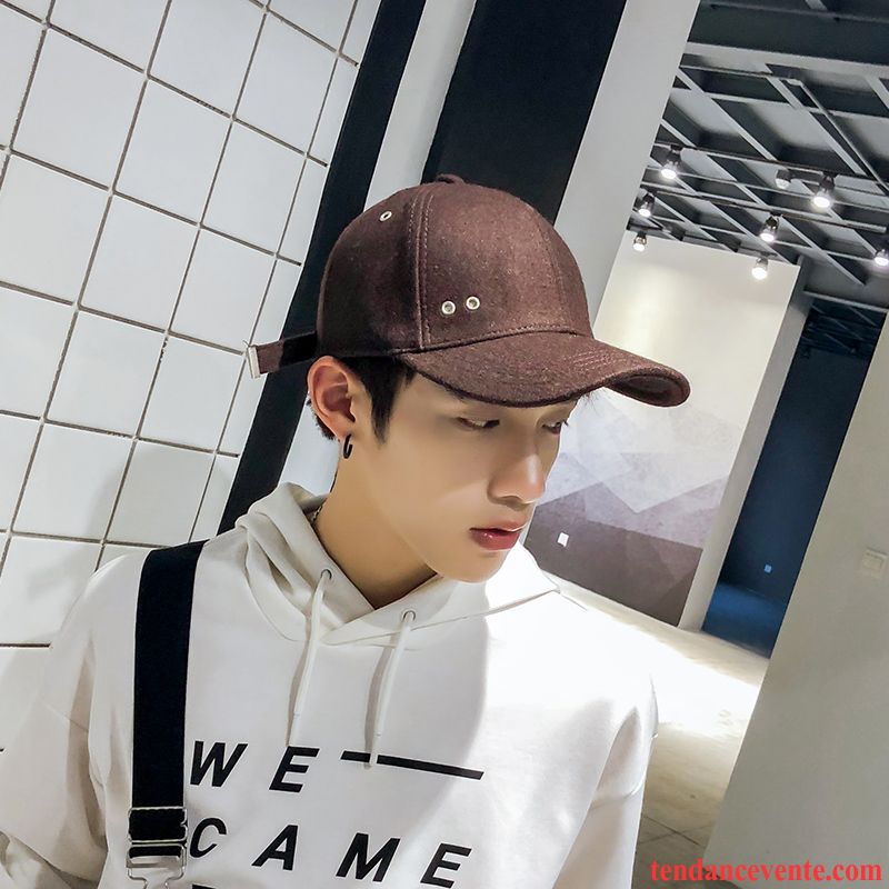 Casquette / Chapeau Homme All-match Simple Hip Hop Casquette De Baseball Hiver Mode Marron