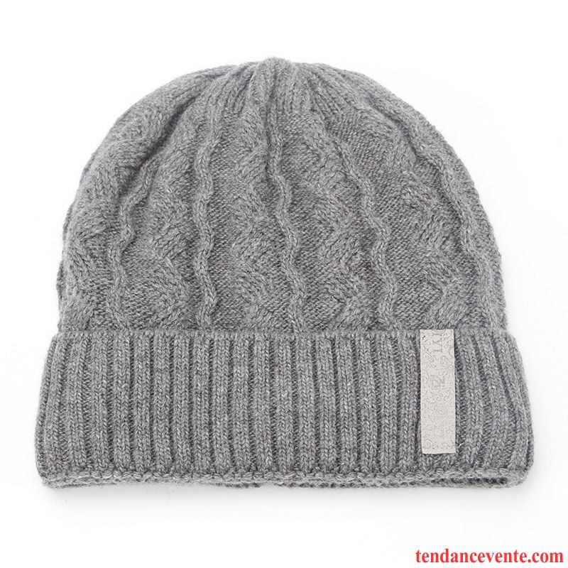 Casquette / Chapeau Homme Bonnet Tricoté Femme Oreille Protectrice La Laine L'automne Plus Épais Noir
