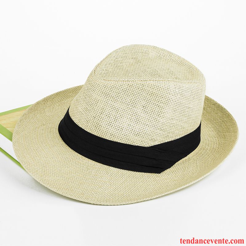 Casquette / Chapeau Homme Chapeau De Paille Chapeau De Soleil De Plein Air Été Crème Solaire Tendance