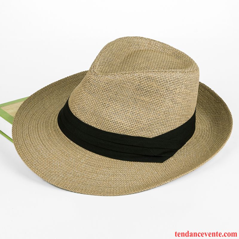 Casquette / Chapeau Homme Chapeau De Paille Chapeau De Soleil De Plein Air Été Crème Solaire Tendance