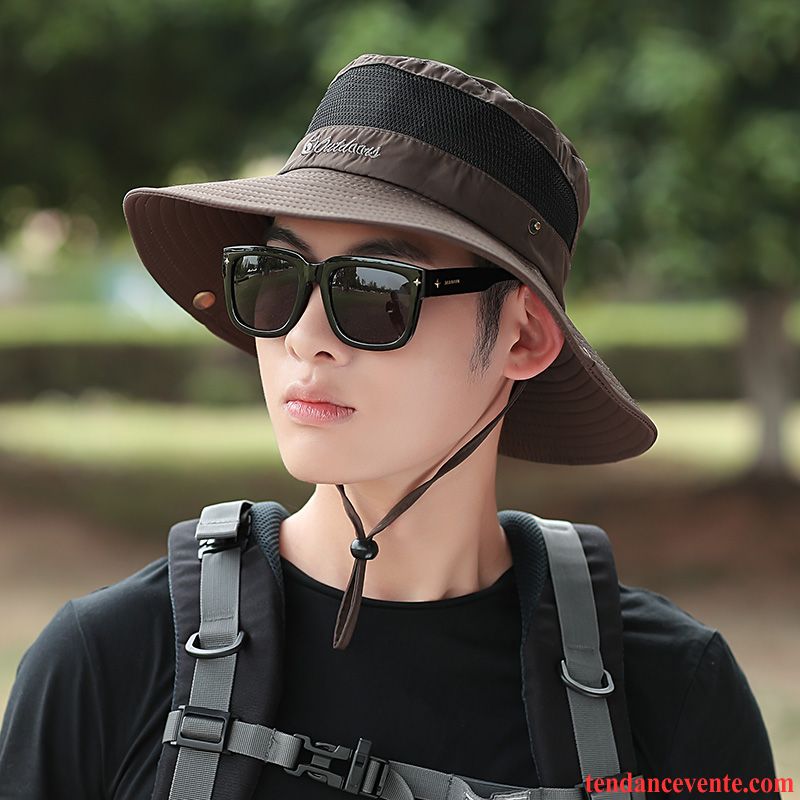 Casquette / Chapeau Homme Crème Solaire De Plein Air Plage Été Pêche Ombre Bleu