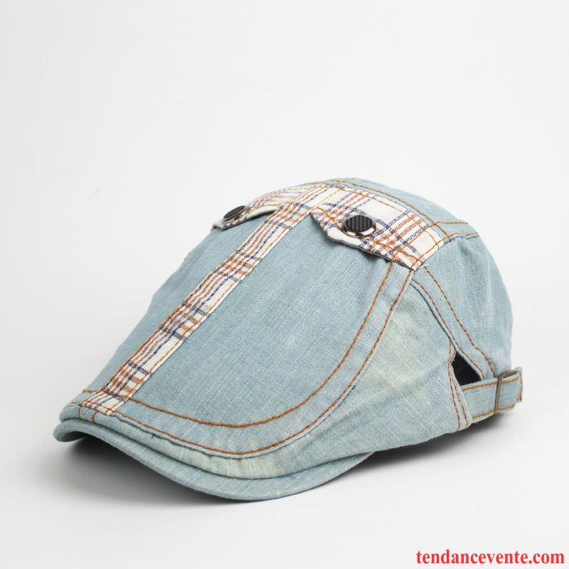 Casquette / Chapeau Homme Loisir Plaid Denim L'automne Printemps Tissu Bleu Clair