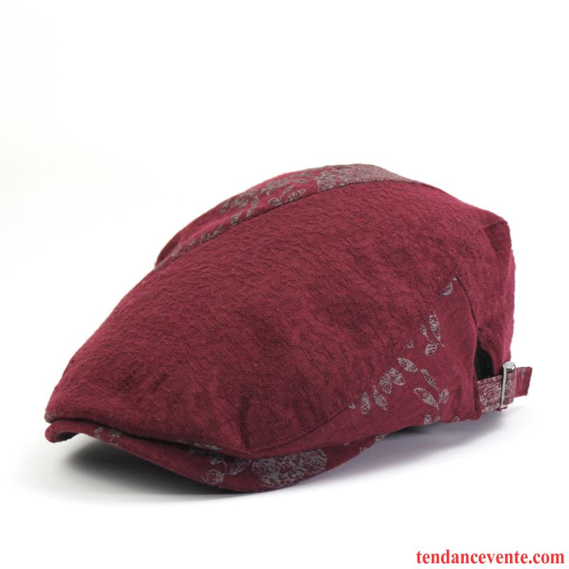 Casquette / Chapeau Homme Milieu Femme Printemps Lin L'automne Rétro Rouge