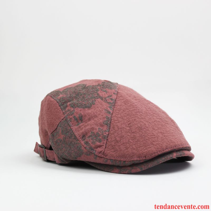 Casquette / Chapeau Homme Milieu Femme Printemps Lin L'automne Rétro Rouge