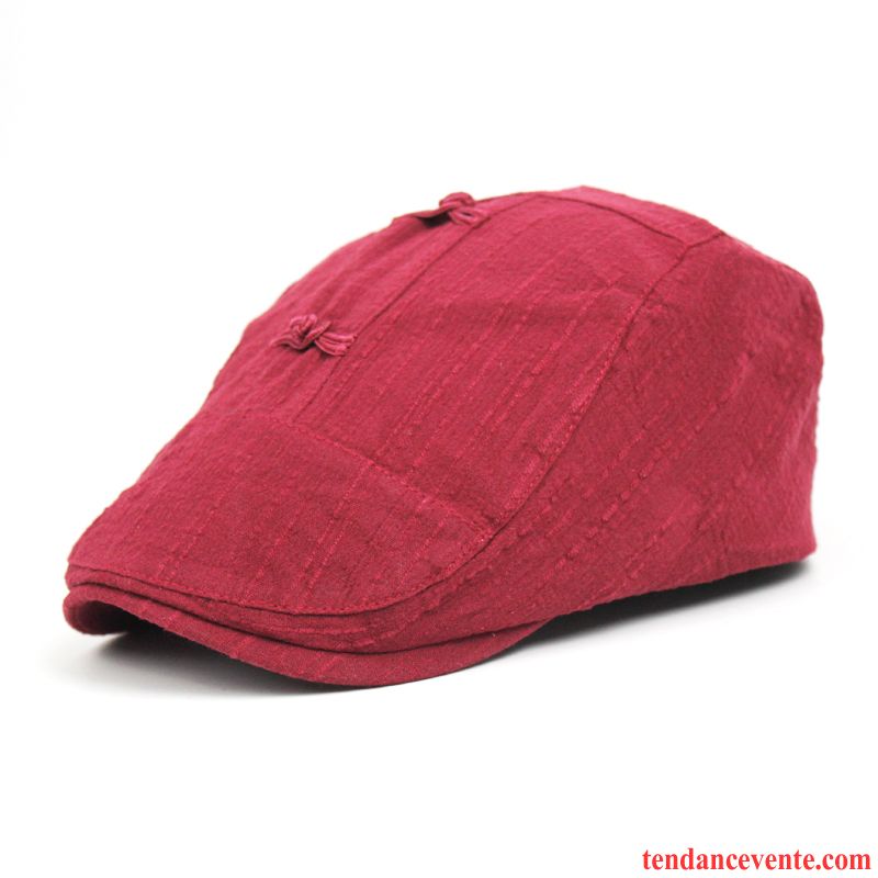 Casquette / Chapeau Homme Milieu Femme Printemps Lin L'automne Rétro Rouge