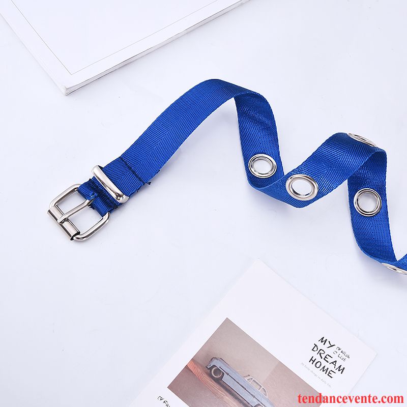 Ceinture Femme Boucle Loisir Filles Toile All-match Étudiant Bleu