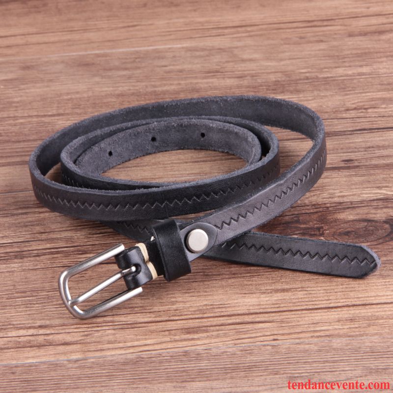 Ceinture Femme Couche De Tête Doux Cuir Véritable Bien Allongé Pure Rouge