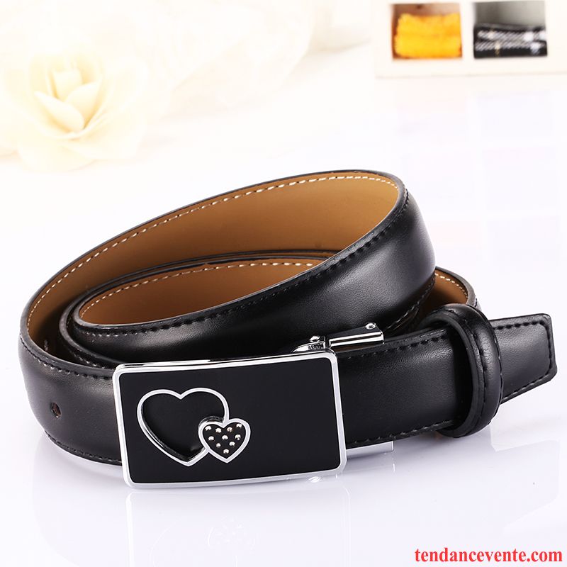 Ceinture Femme Cuir De Vache Décoration Loisir All-match Boucle Modèles Féminins Rouge