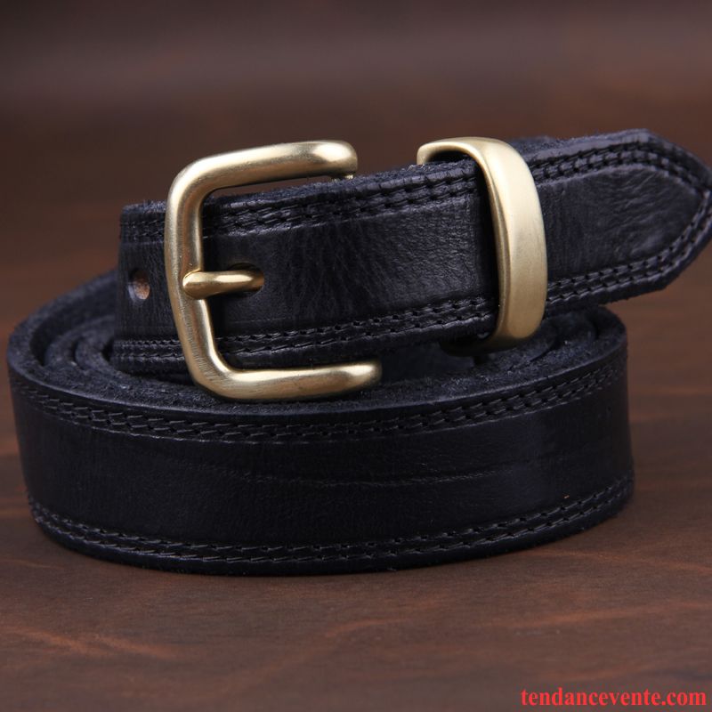 Ceinture Femme Doux Cuir Véritable Simple Cuir Pure Loisir All-match Noir