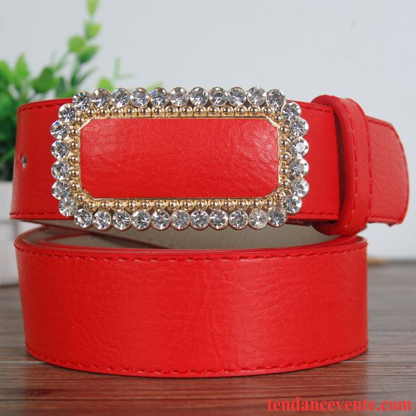 Ceinture Femme Jeans Mode Modèles Féminins Décoration Pierres De Strass All-match Rose