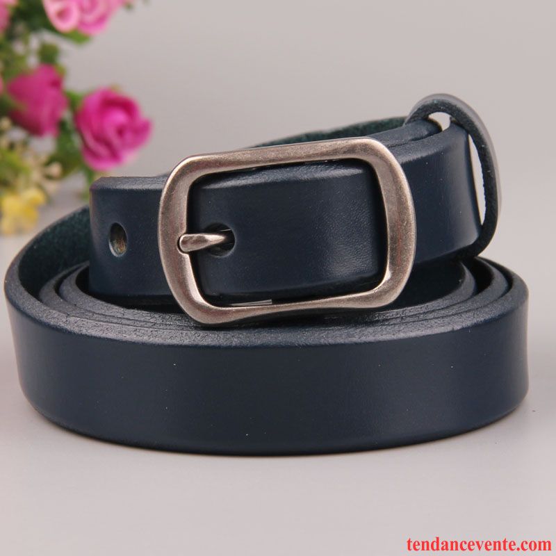 Ceinture Femme Modèles Féminins Pure Simple All-match Cuir De Vache Bien Noir