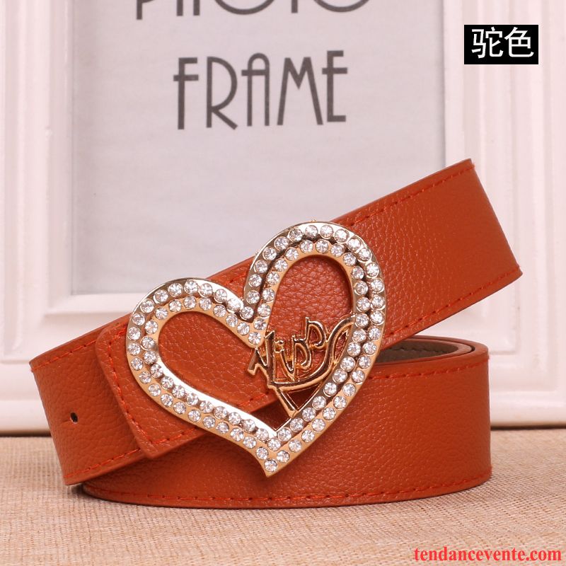 Ceinture Femme Pierres De Strass Jeans Tendance Loisir Décoration All-match Rouge