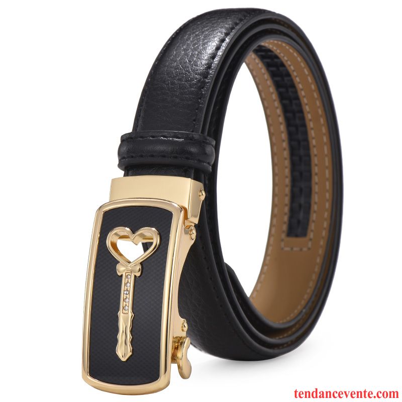 Ceinture Femme Simple Loisir Cuir De Vache Cuir Véritable Étudiant All-match Blanc Marron