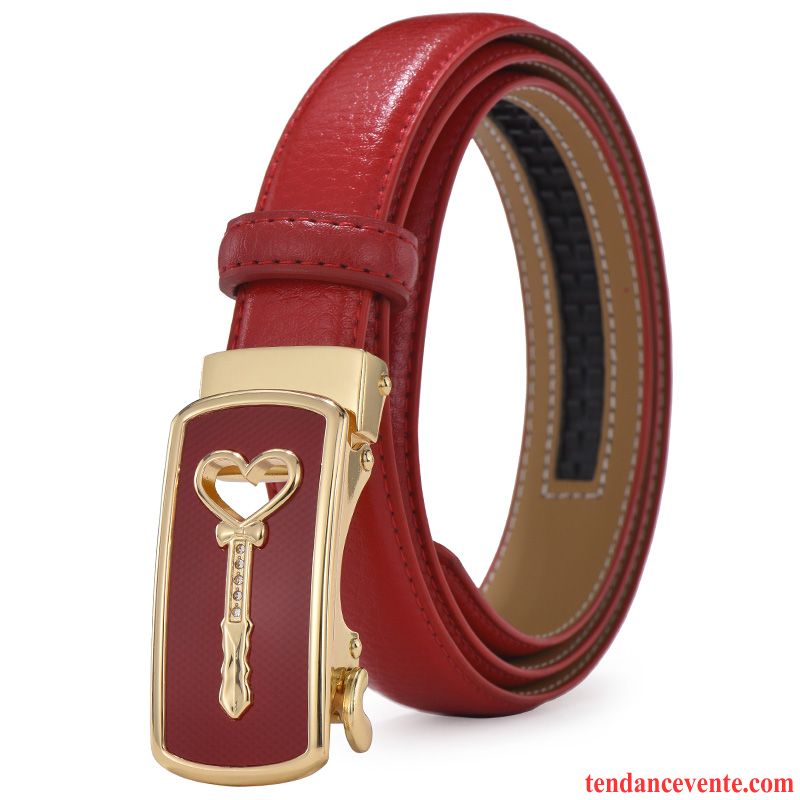 Ceinture Femme Simple Loisir Cuir De Vache Cuir Véritable Étudiant All-match Blanc Marron