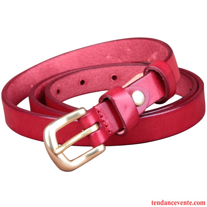 Ceinture Femme Étroit Bien Cuir De Vache Allongé Cuir Véritable Jeans Brun