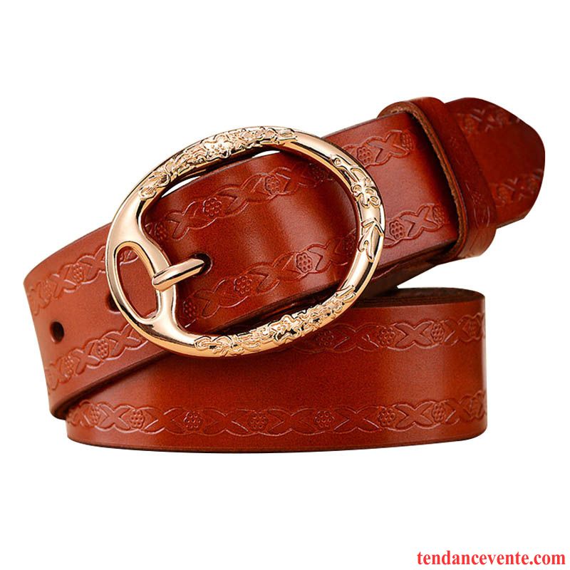 Ceinture Femme Étudiant All-match Décoration Loisir Rétro Boucle Brun