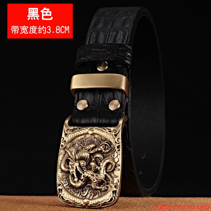 Ceinture Homme Couche De Tête Loisir Cuir Véritable Cuir De Vache Manuel Pure Marron