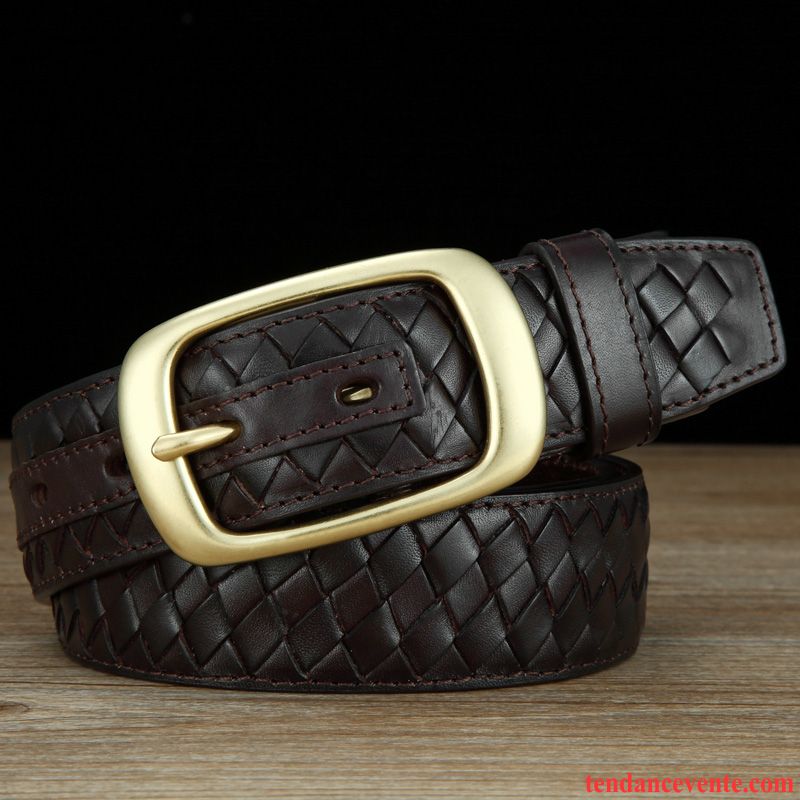 Ceinture Homme Couche De Tête Pure Manuel All-match Loisir Cuir Véritable