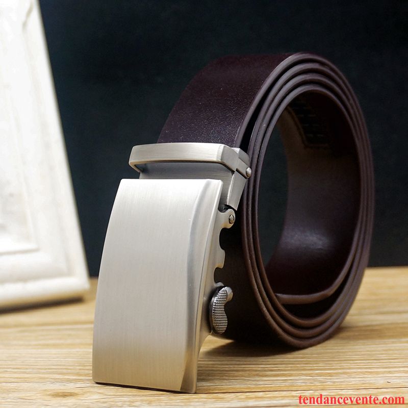 Ceinture Homme Cuir Véritable Couche De Tête Boucle Automatique Jeunesse Entreprise Âge Moyen