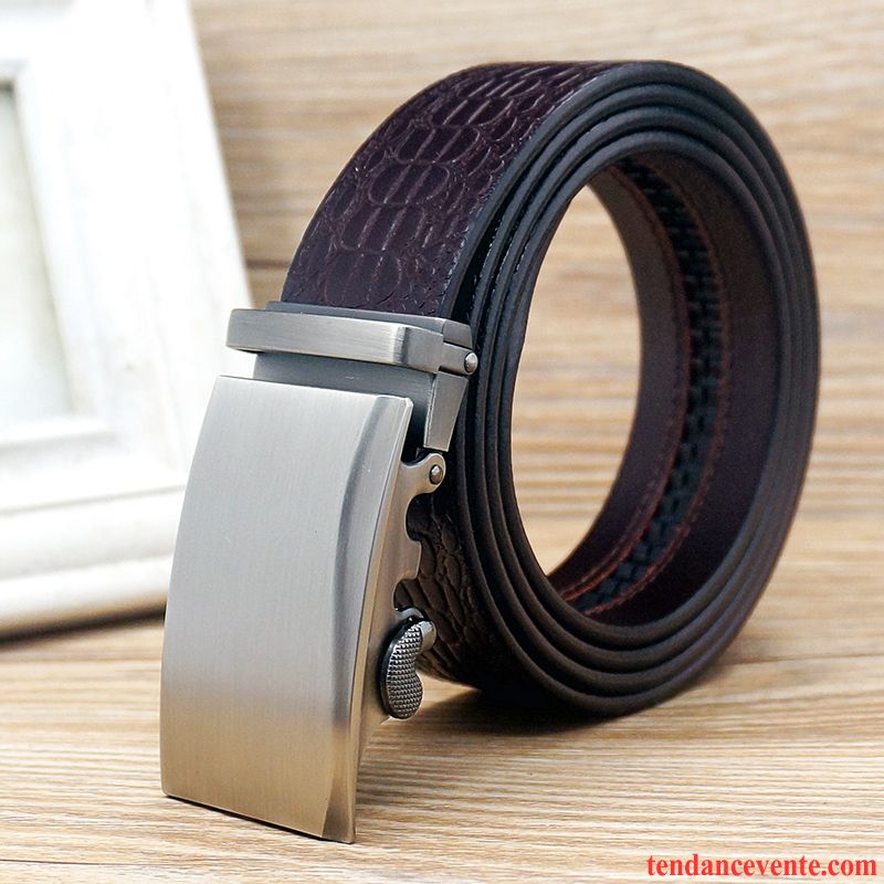 Ceinture Homme Cuir Véritable Couche De Tête Boucle Automatique Jeunesse Entreprise Âge Moyen