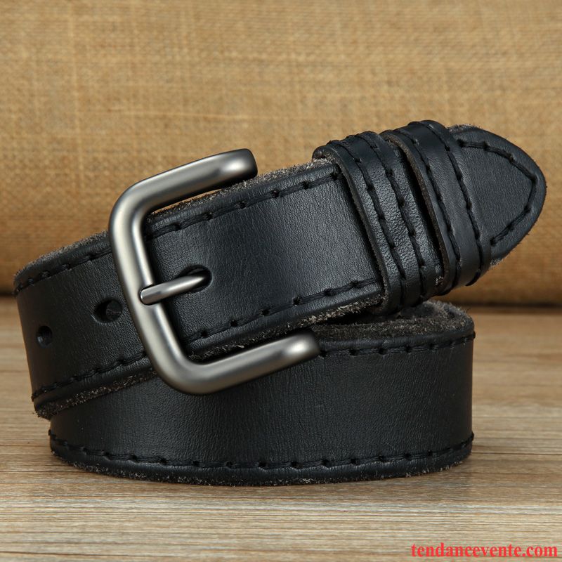 Ceinture Homme Cuir Véritable Rétro Pure Cuir De Vache All-match Loisir Brun