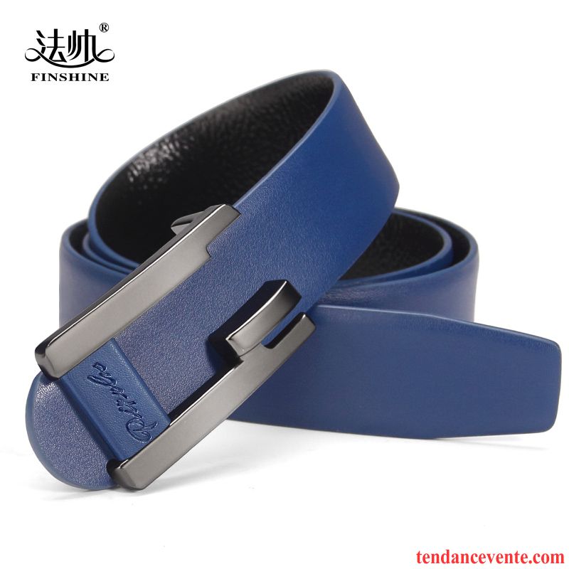 Ceinture Homme Jeune Loisir Cuir Véritable Étudiant Jeunesse Tendance Bleu