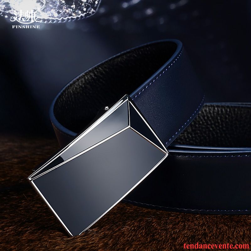 Ceinture Homme Jeunesse Tendance Lisse Personnalité Mode Cuir Véritable Blanc