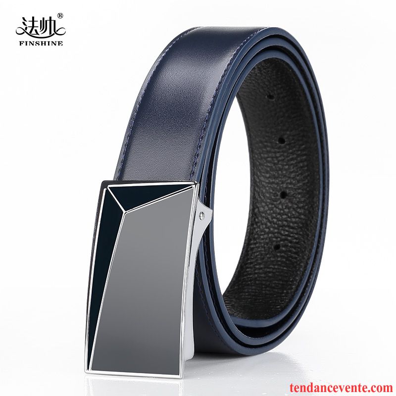 Ceinture Homme Jeunesse Tendance Lisse Personnalité Mode Cuir Véritable Blanc