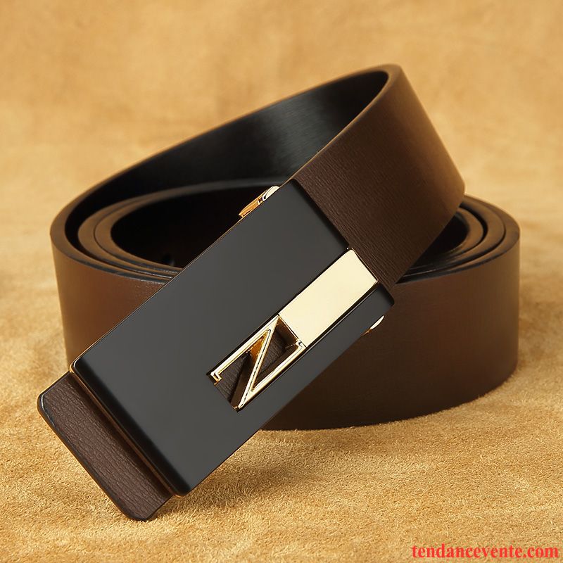 Ceinture Homme Lisse Vêtements De Cérémonie Tendance Loisir Cuir Véritable Britanique Noir