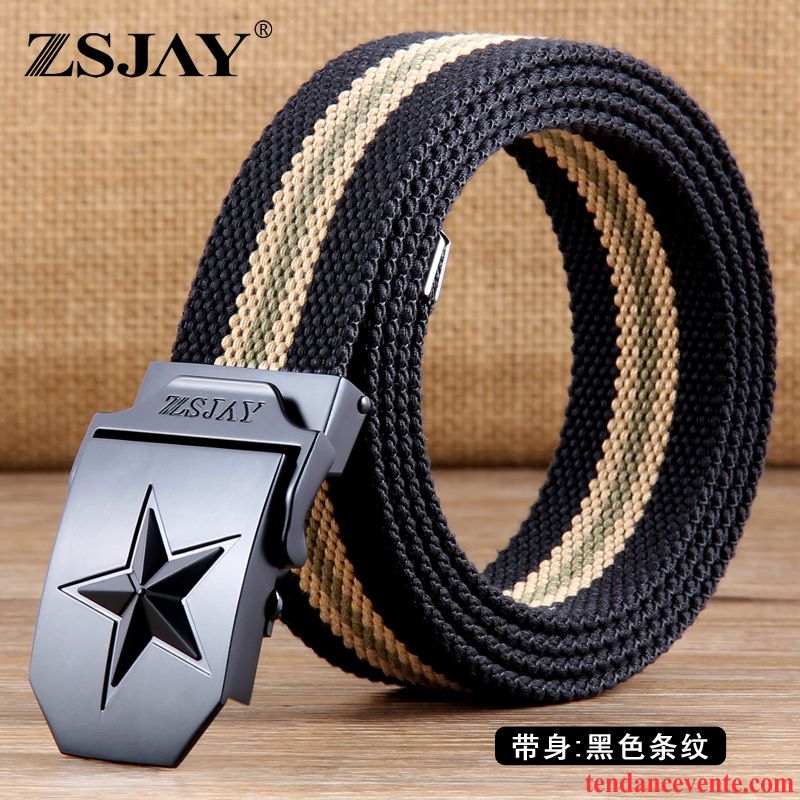 Ceinture Homme Loisir Toile Tactique Automatique Étudiant Lisse Bleu