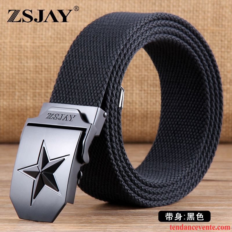 Ceinture Homme Loisir Toile Tactique Automatique Étudiant Lisse Bleu