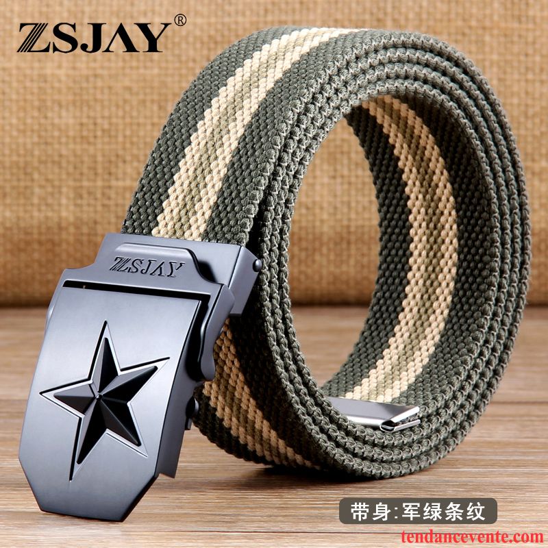 Ceinture Homme Loisir Toile Tactique Automatique Étudiant Lisse Bleu