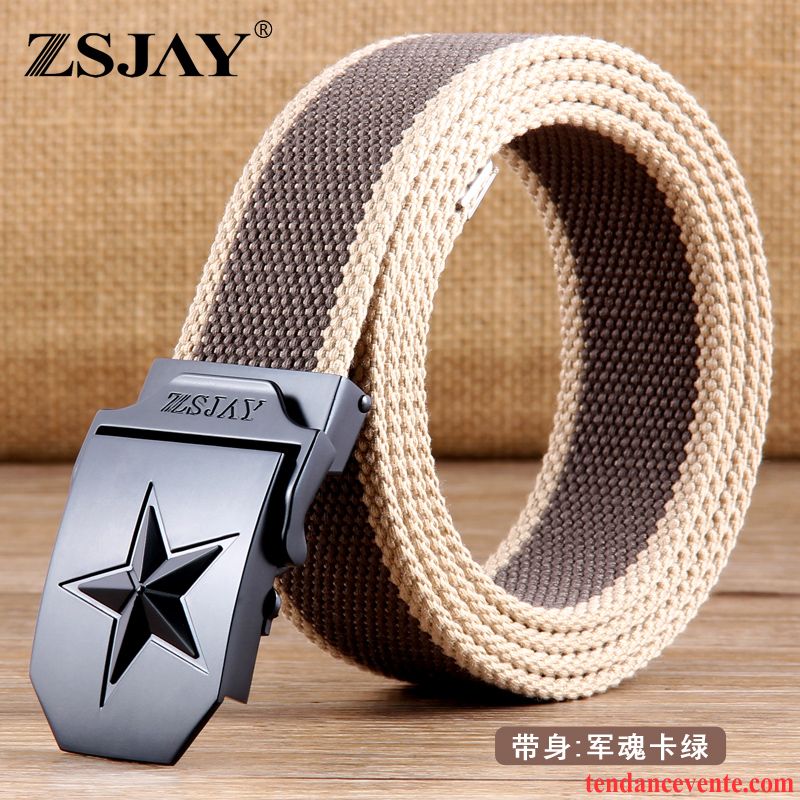 Ceinture Homme Loisir Toile Tactique Automatique Étudiant Lisse Bleu