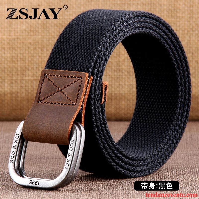 Ceinture Homme Loisir Étudiant Toile Tendance Tactique Outillage Noir