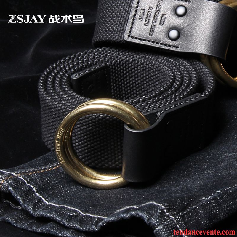 Ceinture Homme Loisir Étudiant Toile Tendance Tactique Outillage Noir