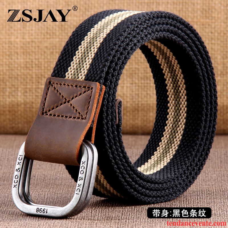 Ceinture Homme Loisir Étudiant Toile Tendance Tactique Outillage Noir