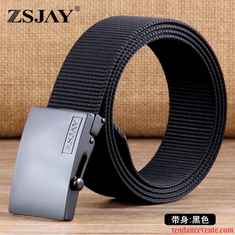 Ceinture Homme Tactique Loisir De Plein Air Tissage Lisse Toile Noir