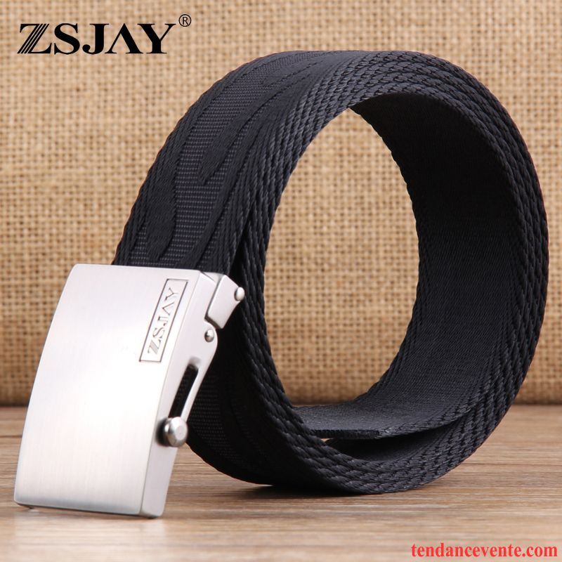 Ceinture Homme Tactique Loisir De Plein Air Tissage Lisse Toile Noir