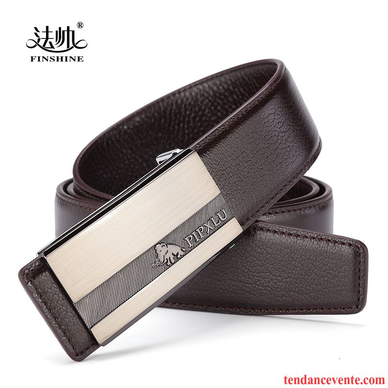 Ceinture Homme Tendance Entreprise Lisse Cuir Véritable Simple Jeunesse Argent