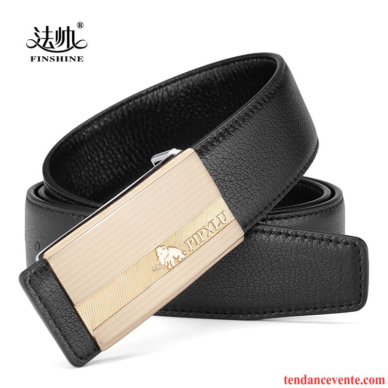 Ceinture Homme Tendance Entreprise Lisse Cuir Véritable Simple Jeunesse Argent