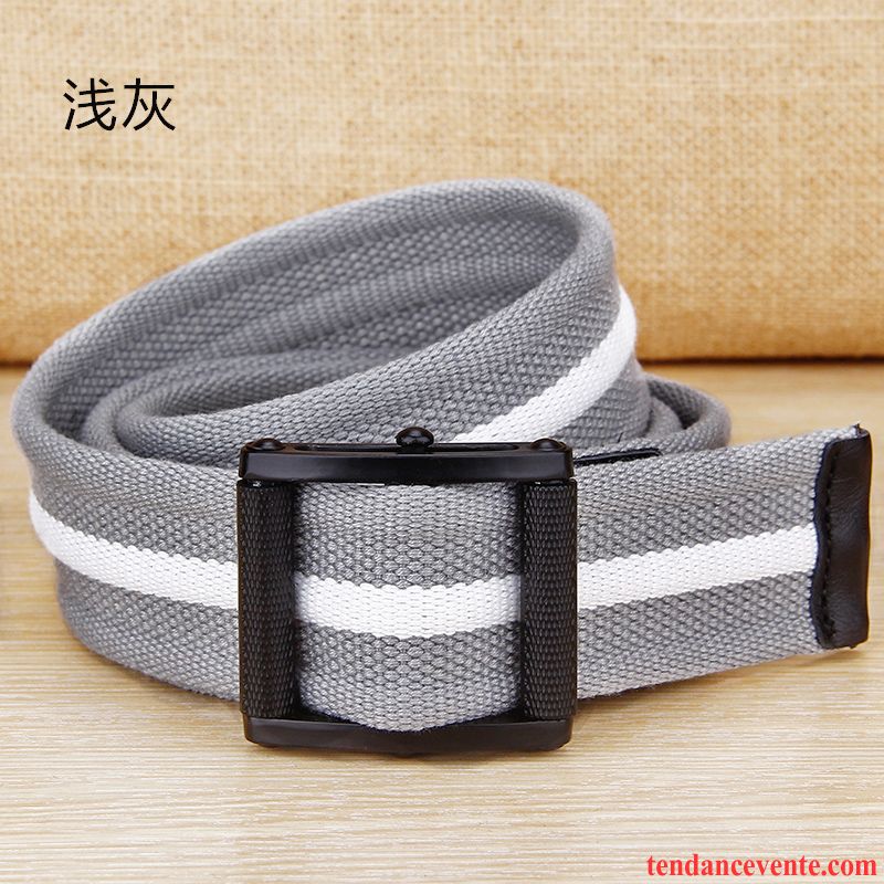 Ceinture Homme Tendance Plus Épais Étudiant De Plein Air Tissage Toile Gris Foncé