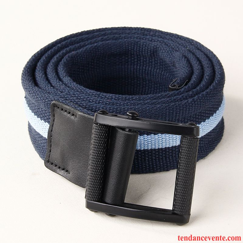 Ceinture Homme Tendance Plus Épais Étudiant De Plein Air Tissage Toile Gris Foncé