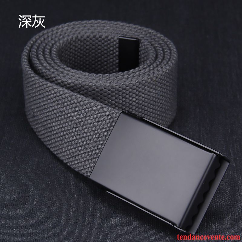 Ceinture Homme Étudiant Lisse Tendance Jeunesse Automatique Toile Gris Foncé