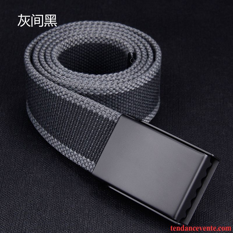 Ceinture Homme Étudiant Lisse Tendance Jeunesse Automatique Toile Gris Foncé