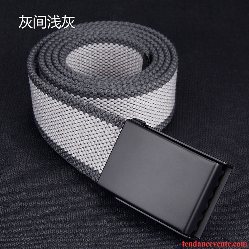 Ceinture Homme Étudiant Lisse Tendance Jeunesse Automatique Toile Gris Foncé